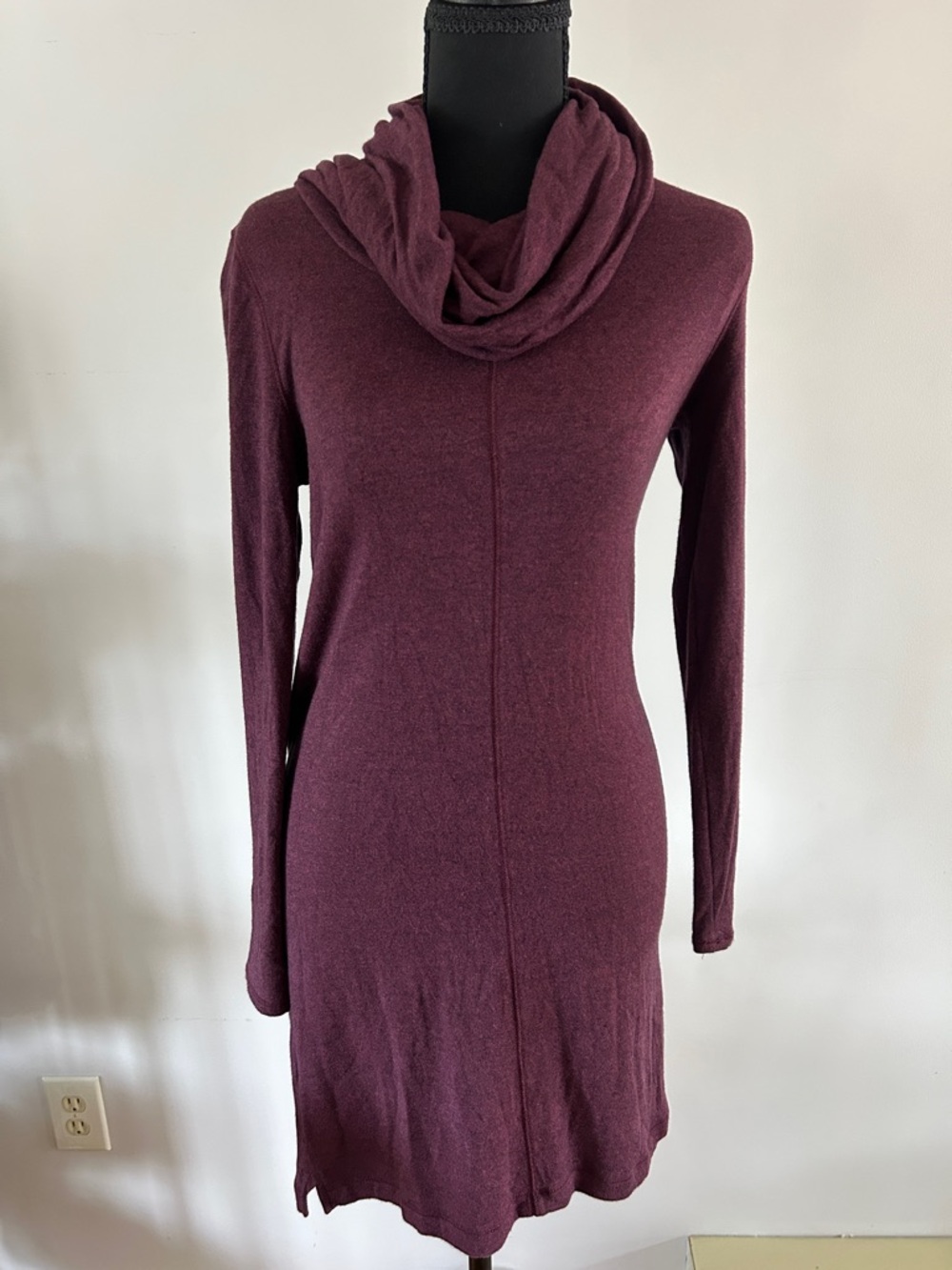 Lou & Grey Cozy Cowl-Neck Knit Dress - Plum/Burgundy